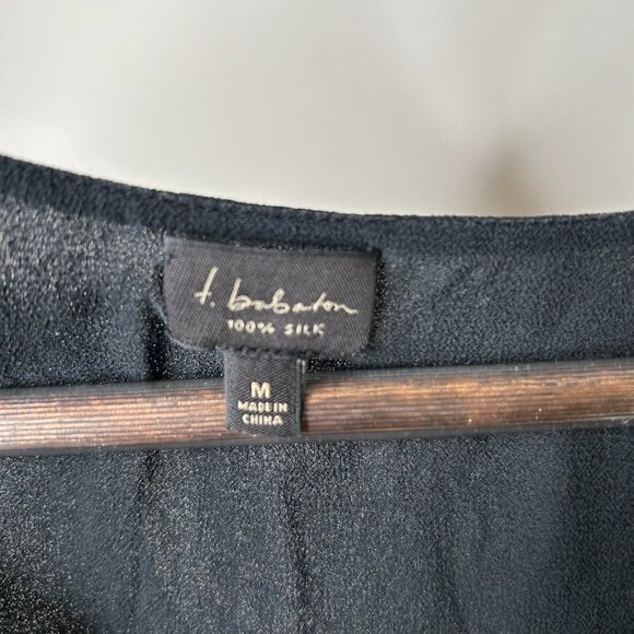 Aritzia t. babaton Sheer 100% Silk Sleeveless Blouse Faux Button Down Medium - Picture 3 of 7